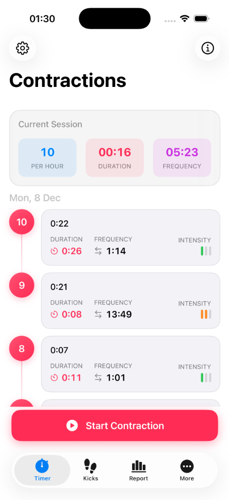 Contraction History List