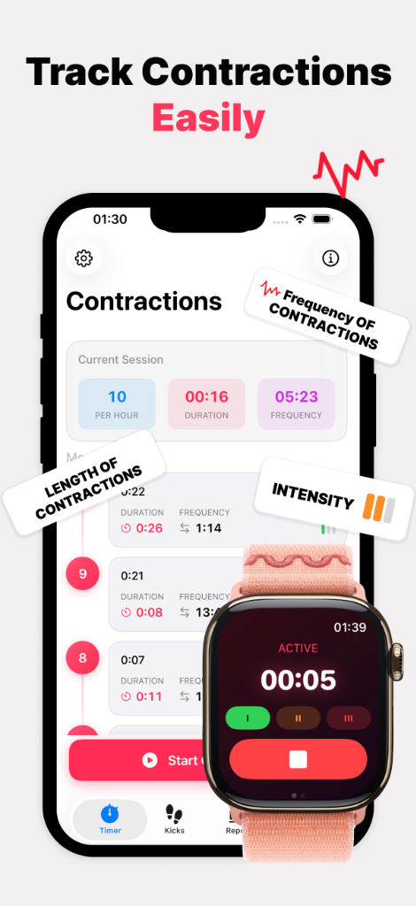 Contraction Timer on iPhone and Apple Watch